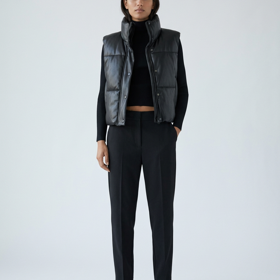 Cropped Padded Gilet - model