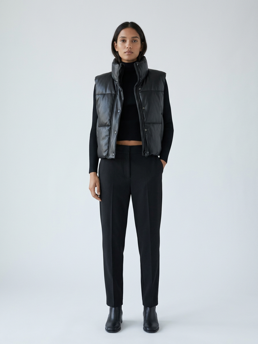 Cropped Padded Gilet - model