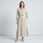 Belted Maxi Shirt Dress - model
